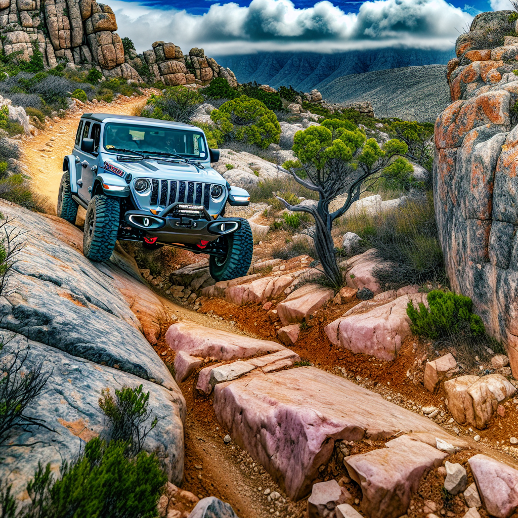 Jeep Gladiator on a rocky trail