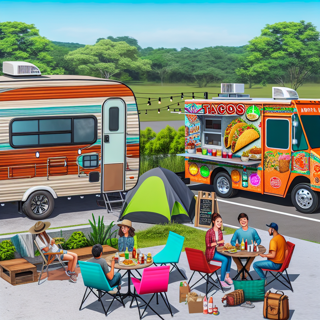 Adlar camper setup beside taco truck