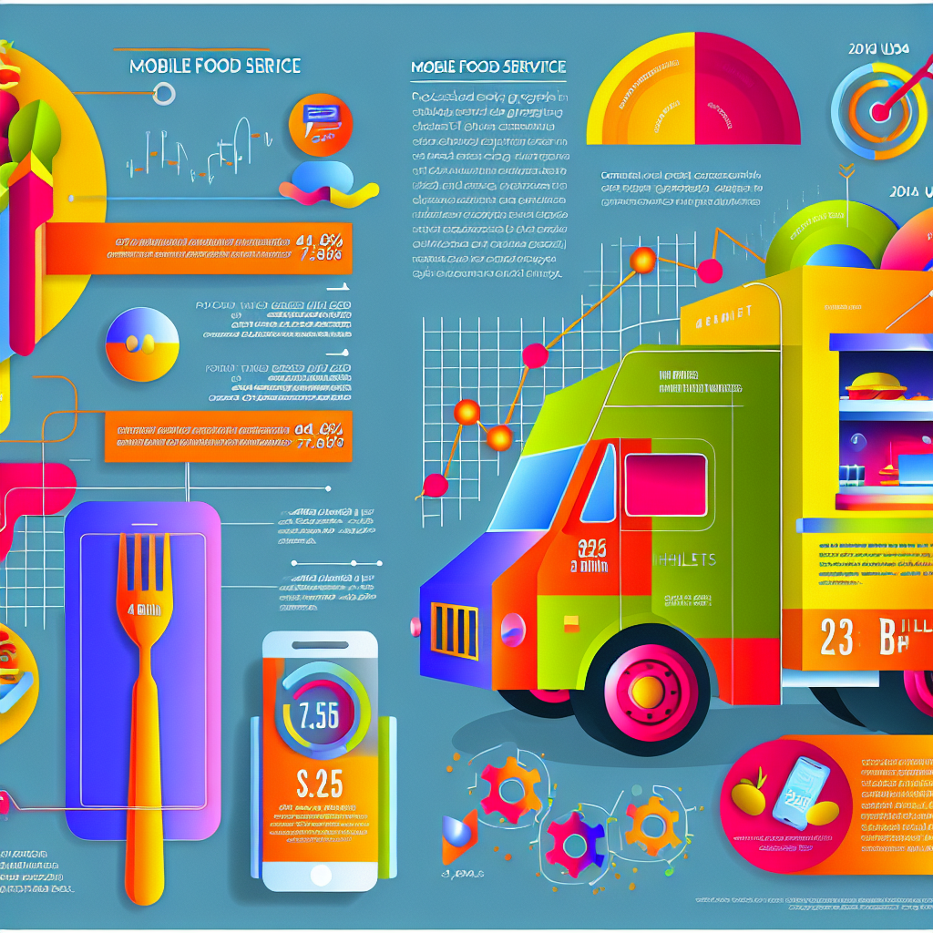 An infographic summarizing key statistics and trends in the mobile food service market, including projected growth and consumer demand insights.