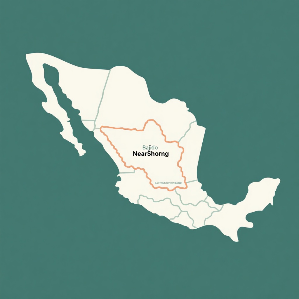 A simple graphic illustration of Mexico's map highlighting the Bajío corridor