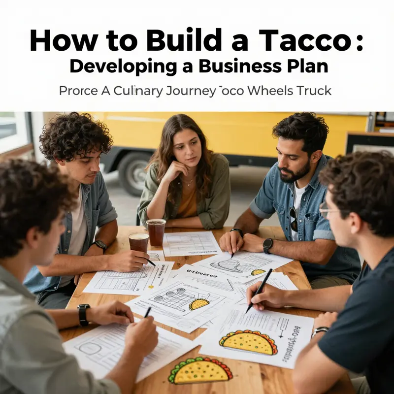 Creative minds collaborating on a vibrant taco truck business plan.