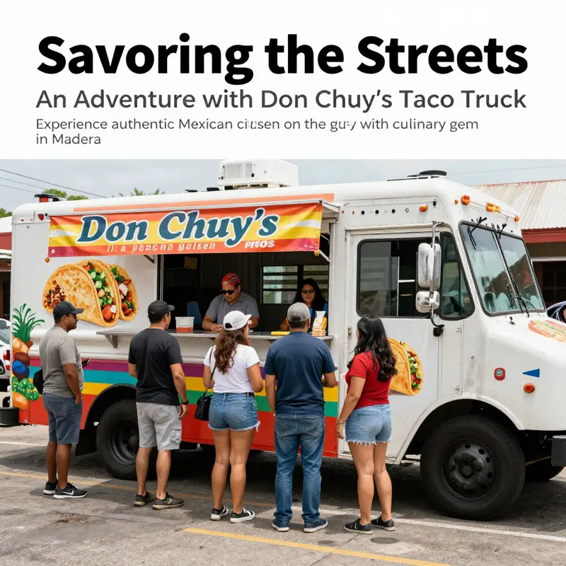 Don Chuy's Taco Truck bringing authentic Mexican cuisine to the community, showcasing diverse customers enjoying the offerings.