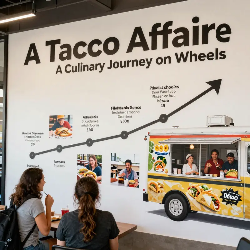 A vibrant display of A Taco Affair’s signature tacos and culinary offerings, inviting customers to explore their delicious menu.