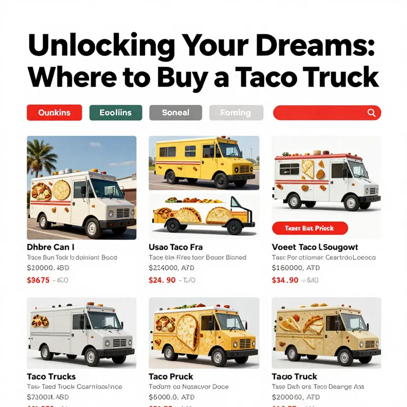 A dynamic taco truck manufacturer showcasing different vehicle options ready for customization.