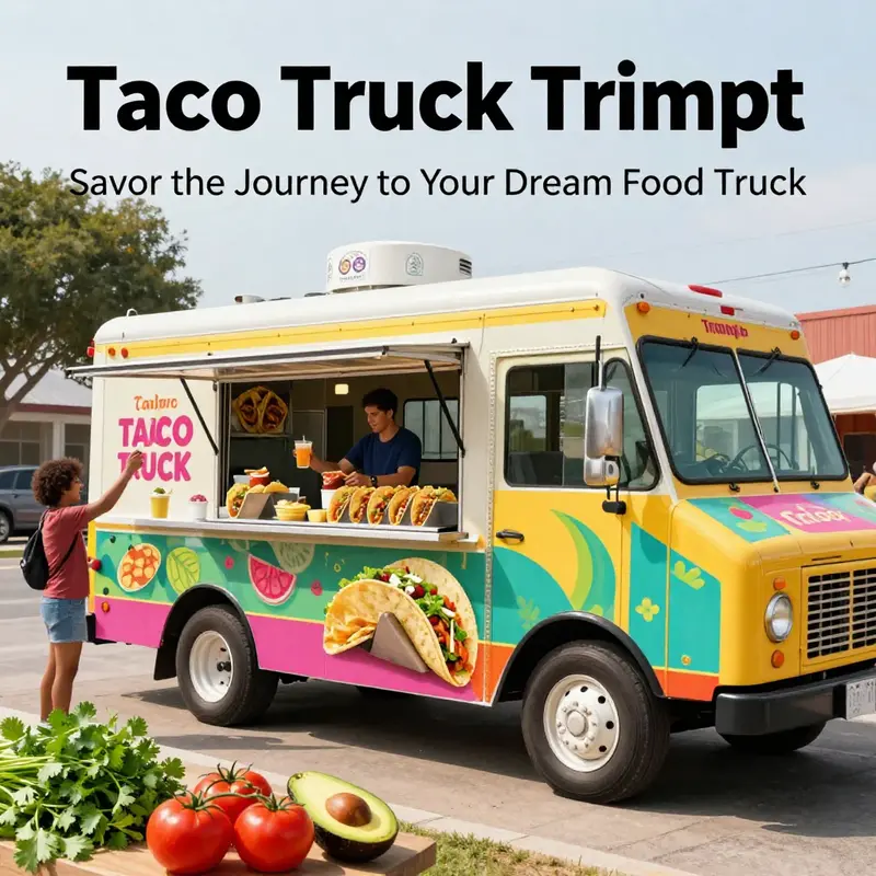 A lively taco truck serving mouthwatering tacos, embodying the essence of culinary creativity.