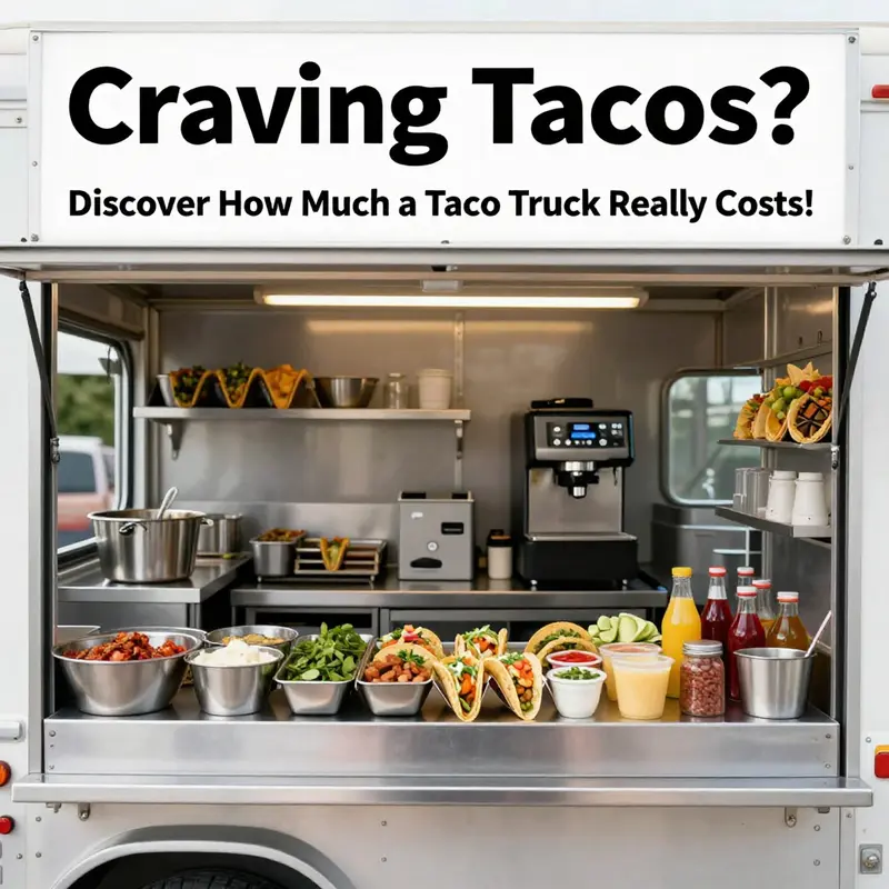 A lively taco truck at a festival, illustrating the diversity in cost for new and used trucks.