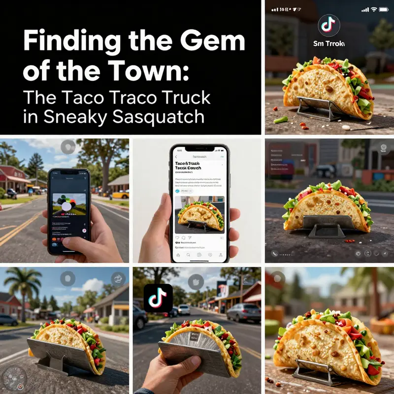 The lively setting of Sneaky Sasquatch’s taco truck, located in the heart of the town.