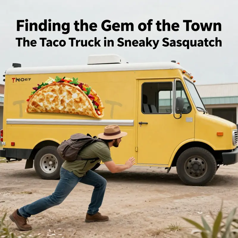 The lively setting of Sneaky Sasquatch’s taco truck, located in the heart of the town.