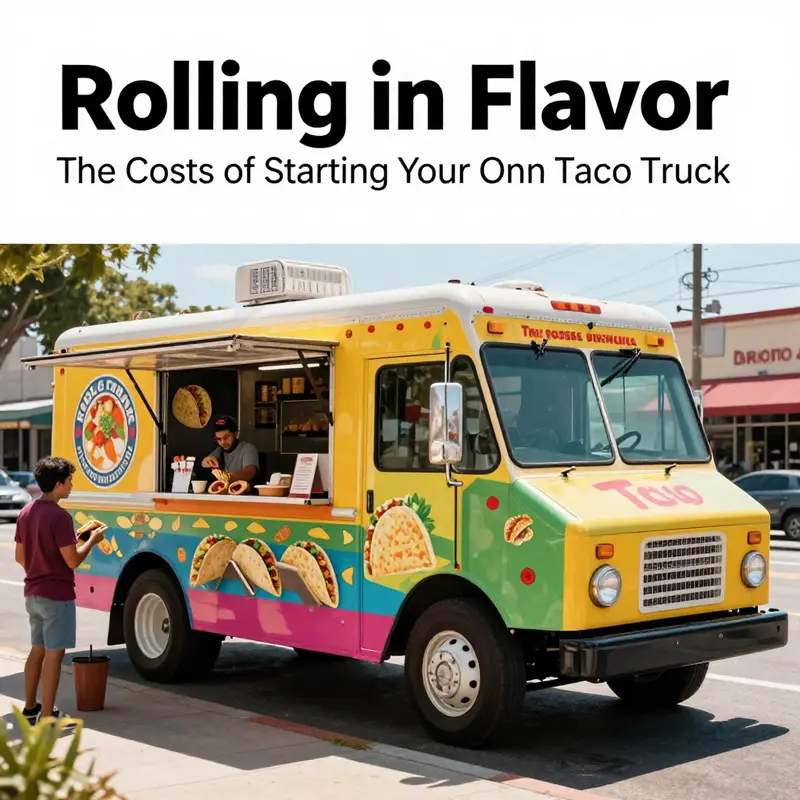 A lively taco truck serving customers, illustrating the initial investments required to kick off a delicious business.