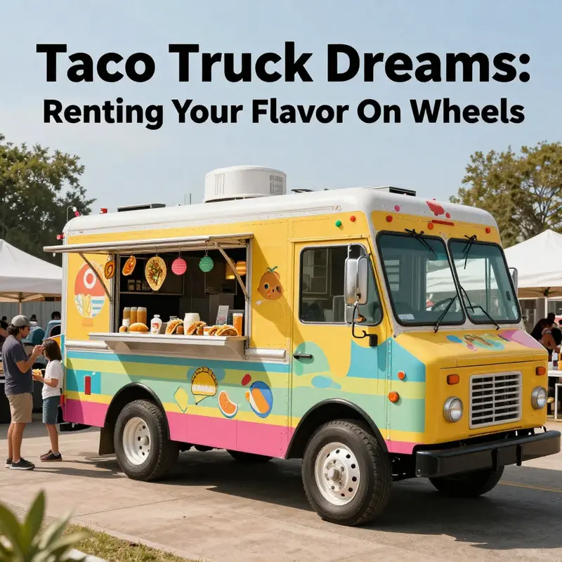 A lively outdoor event featuring a taco truck serving tasty tacos to happy guests amidst vibrant decorations.