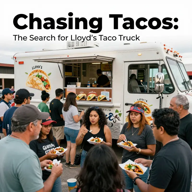 The once-bustling Lloyd’s Taco Truck now stands closed, as the vibrant street life continues around it.