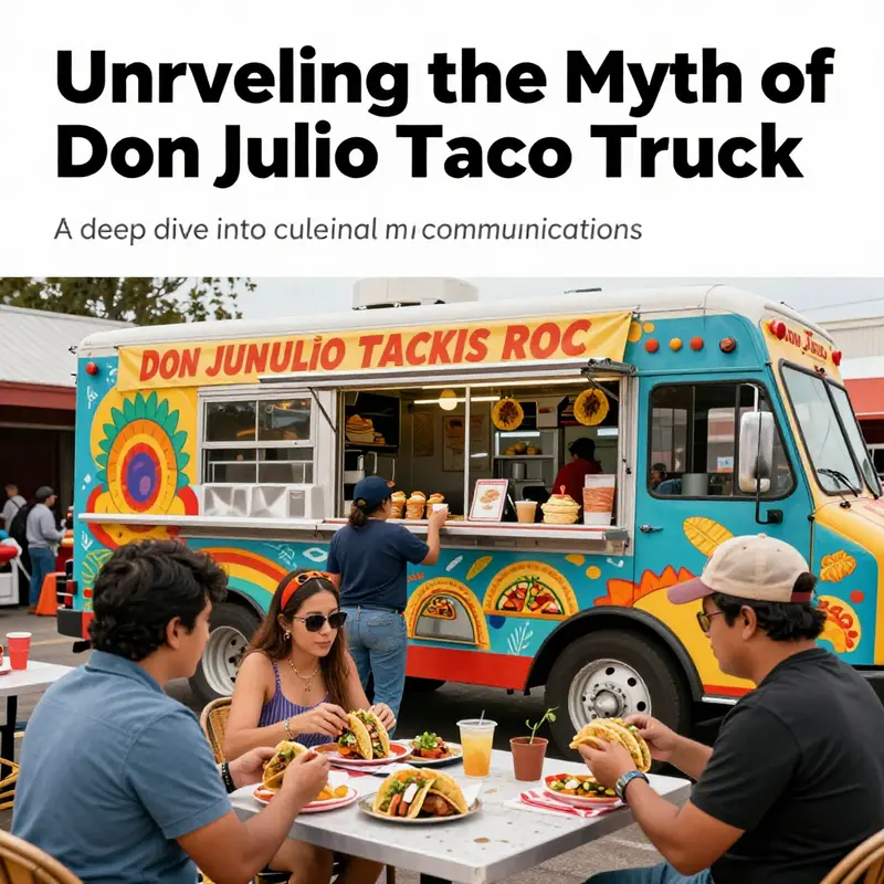 A colorful taco truck bustling with customers, symbolizing the vibrant taco culture and community.