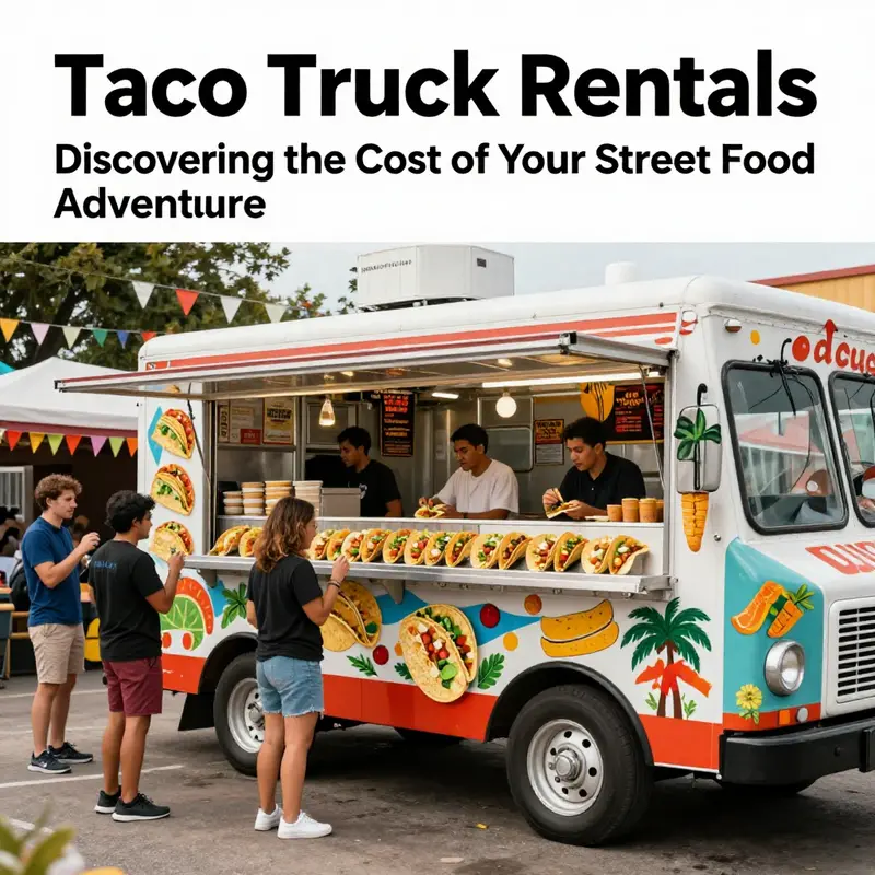 A colorful taco truck serving customers at a festive outdoor event.