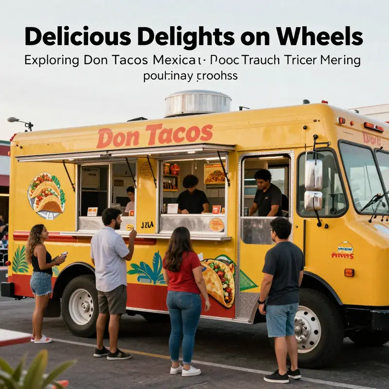 A lively scene at Don Tacos Mexican Food Truck with customers enjoying their gourmet taco meals.
