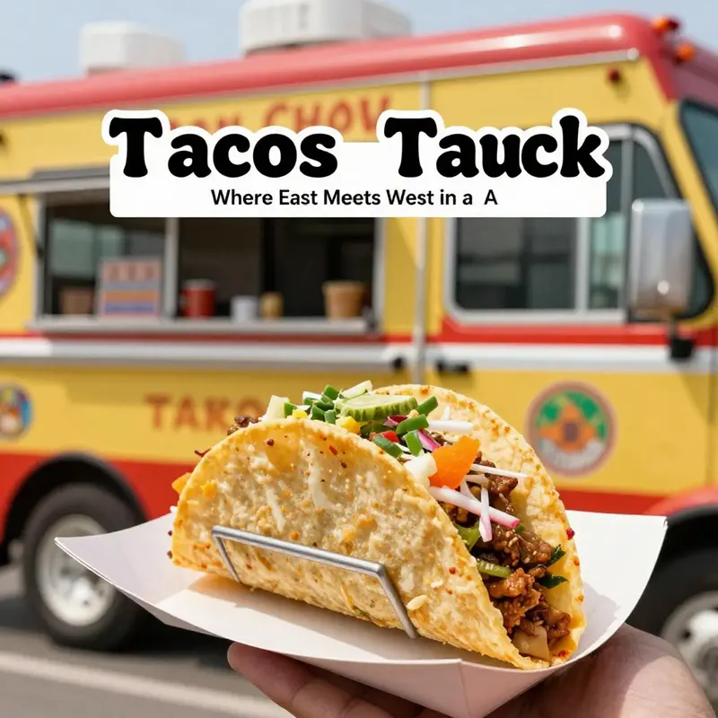 A delicious fusion taco representing the blend of Chinese and Mexican flavors.