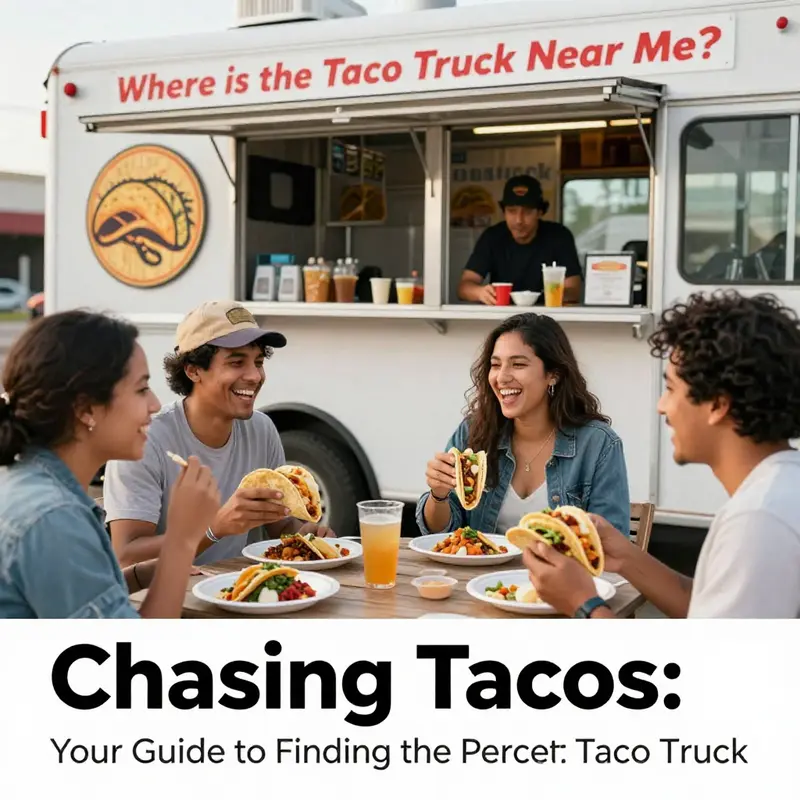 A lively taco truck attracting hungry patrons in a vibrant urban setting.