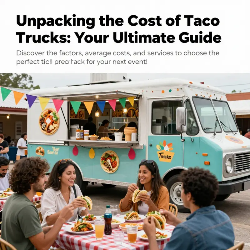 A cheerful taco truck with guests celebrating at a party, showcasing the enjoyment of flavorful street food.