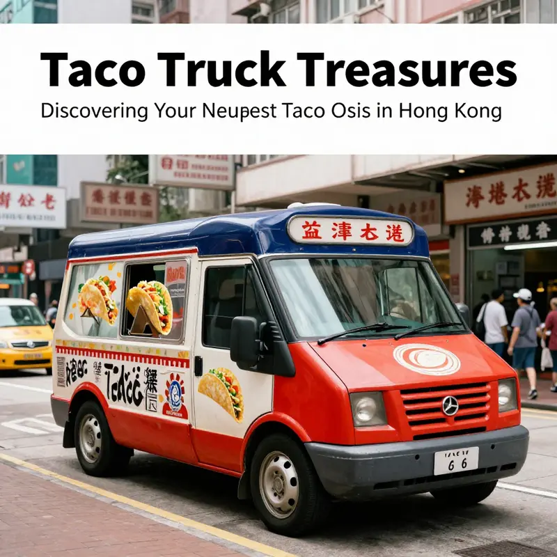 A colorful taco truck in the streets of Hong Kong, representing the spirit of urban dining.