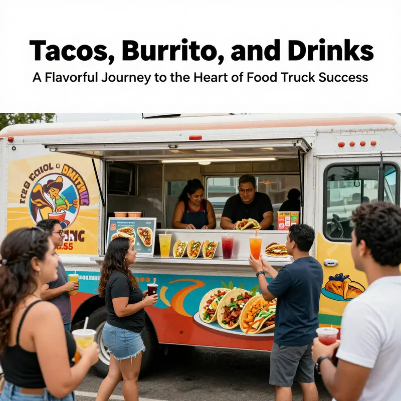 A vibrant food truck scene where the probability of customer satisfaction is delightfully high.