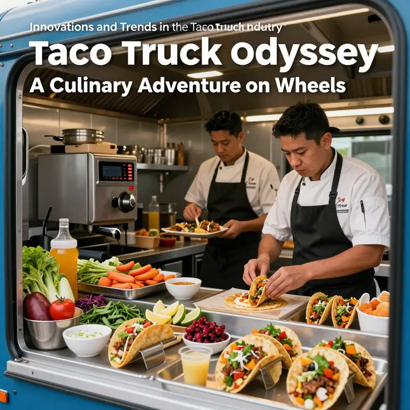 A taco truck amidst bustling urban life, showcasing its role in community and culture.