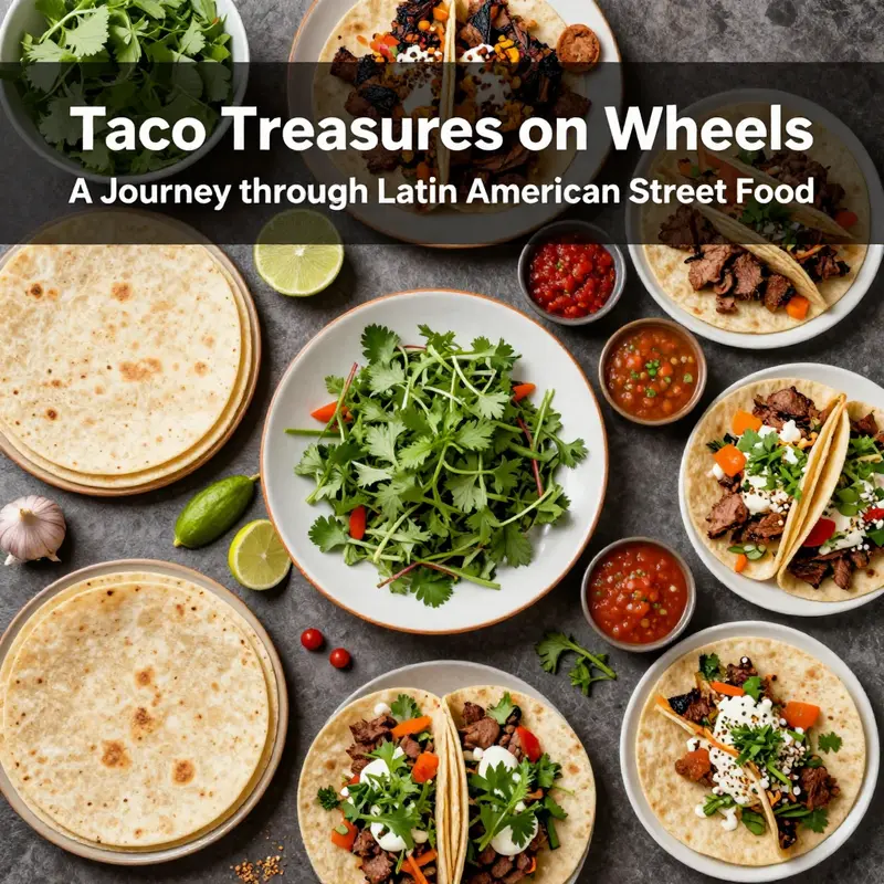 A food truck surrounded by diverse patrons enjoying Latin American cuisine, reflecting the cultural importance of street tacos.