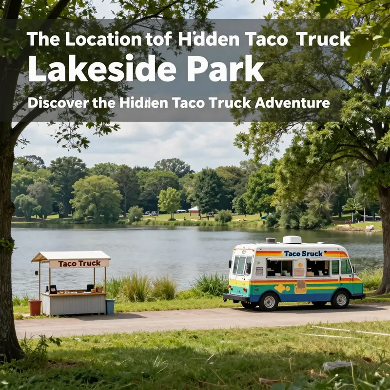 The vibrant taco truck sits situated by the lake in Lakeside Park, inviting players to indulge in tacos.