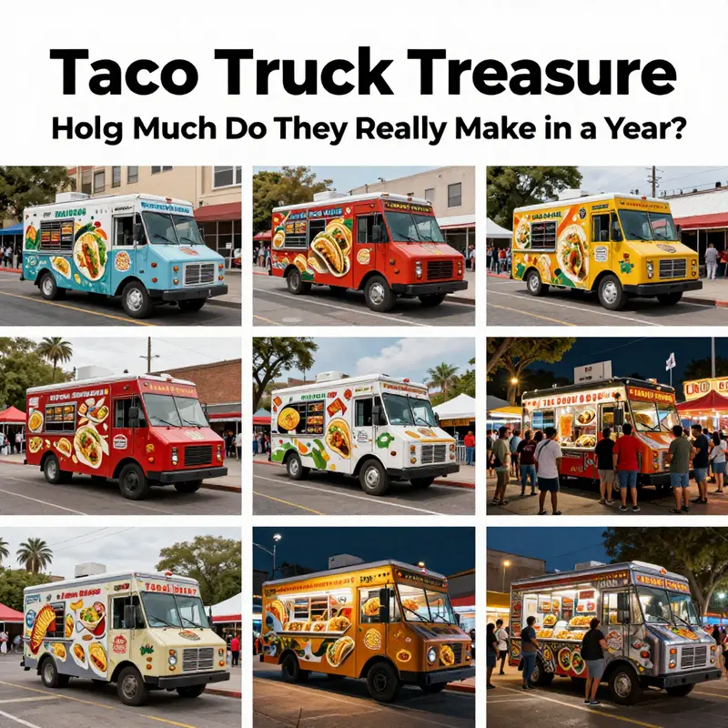 A taco truck operating during a busy market, highlighting its revenue potential.