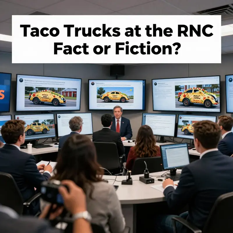 Imaginary taco trucks outside the RNC, sparking discussion among convention-goers.