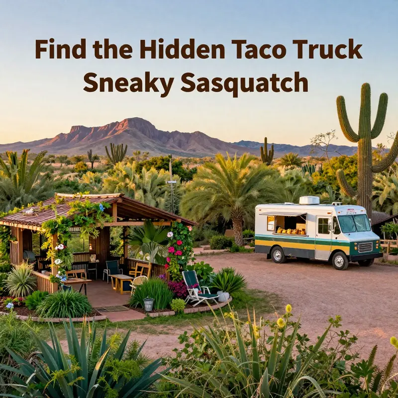 A glimpse of the hidden taco truck location amidst the beautiful Mesa nursery.
