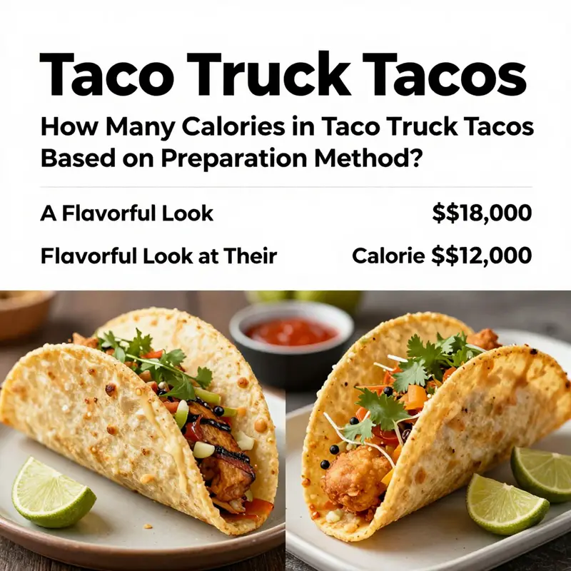 A colorful array of taco truck tacos, highlighting the caloric values for a better understanding of their nutritional content.