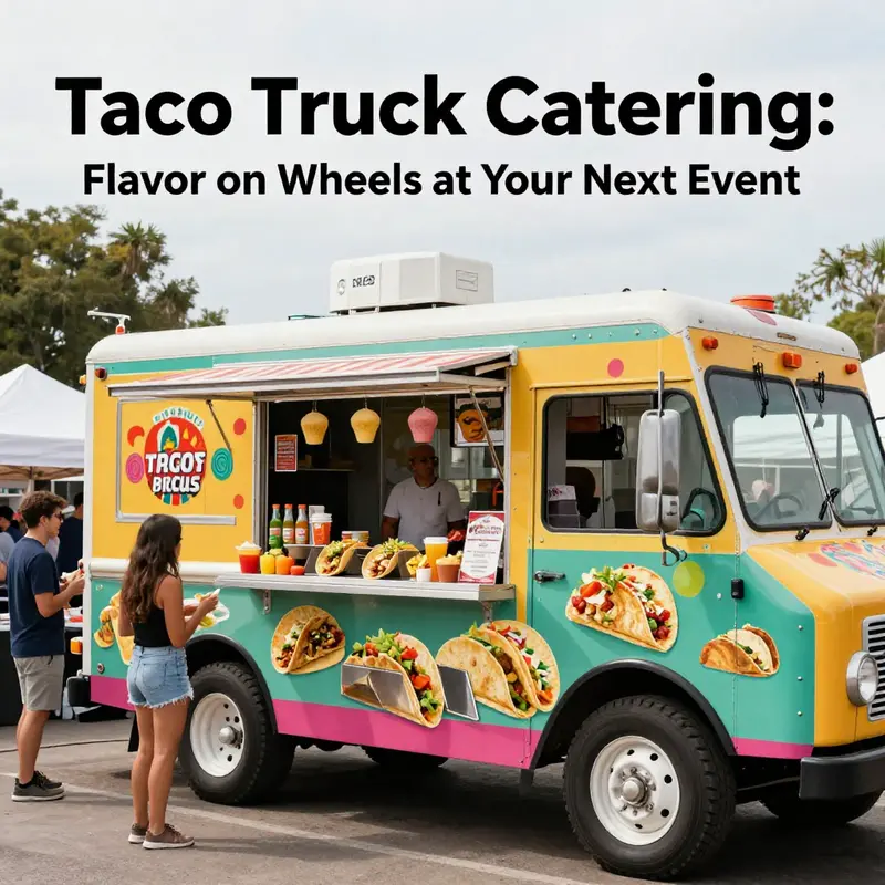Catch a glimpse of a taco truck ready to serve happy customers.