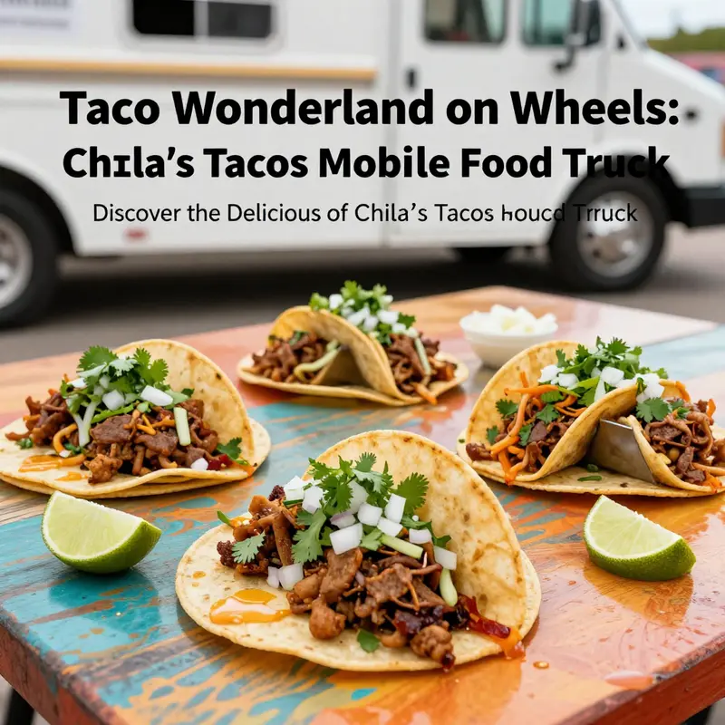 A colorful and tempting array of tacos from Chila’s Tacos Mobile Food Truck, showcasing their diverse offerings.
