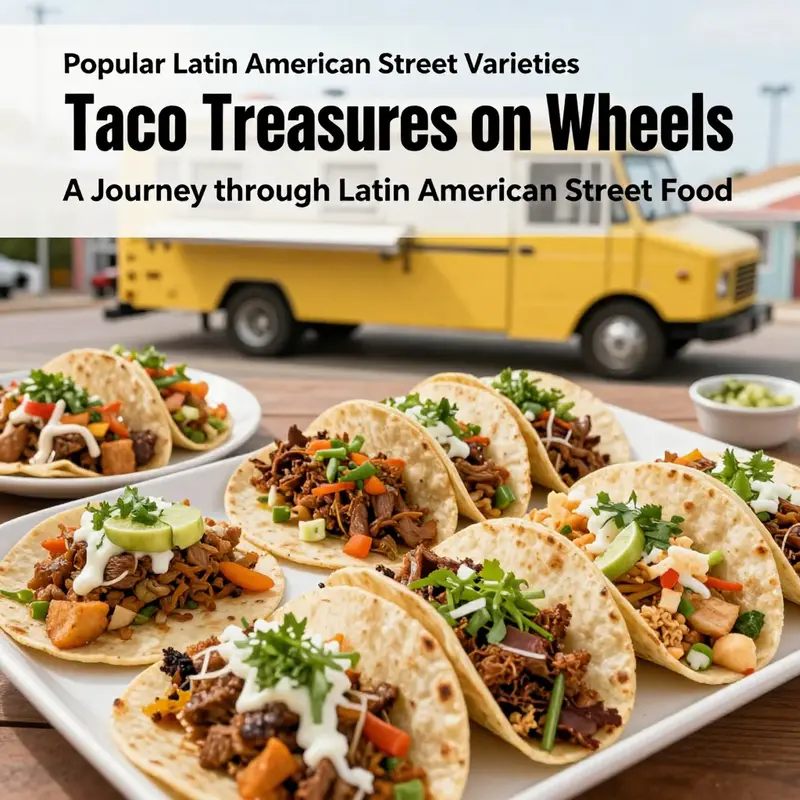 A food truck surrounded by diverse patrons enjoying Latin American cuisine, reflecting the cultural importance of street tacos.