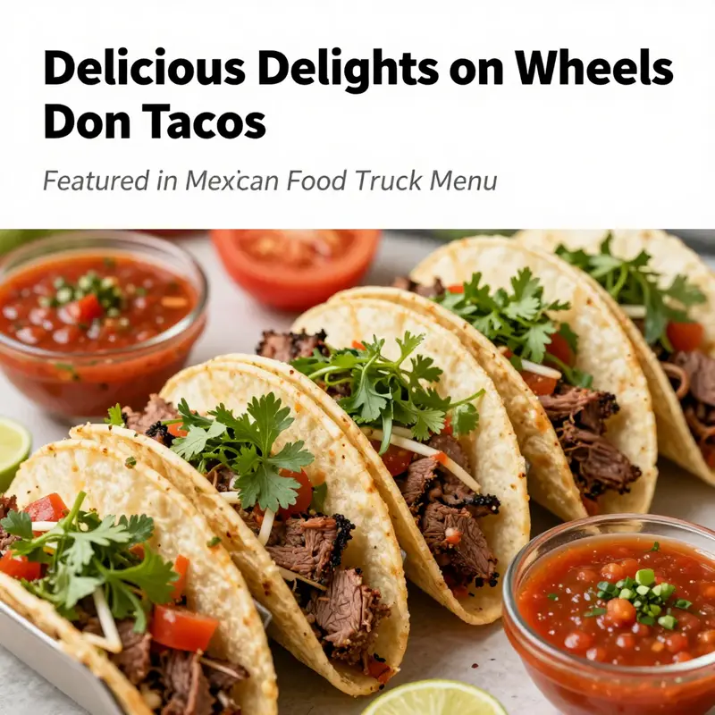 A tempting display of gourmet tacos featuring premium ingredients at Don Tacos Mexican Food Truck.