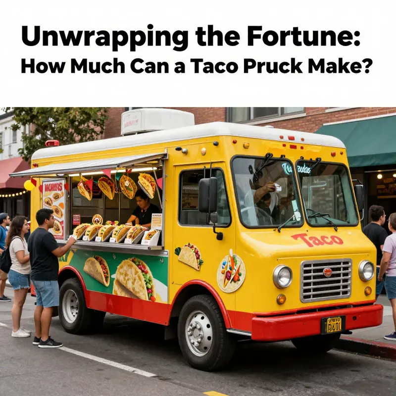 A dynamic taco truck in an urban setting filled with happy customers enjoying their tacos, representing the excitement of street food.