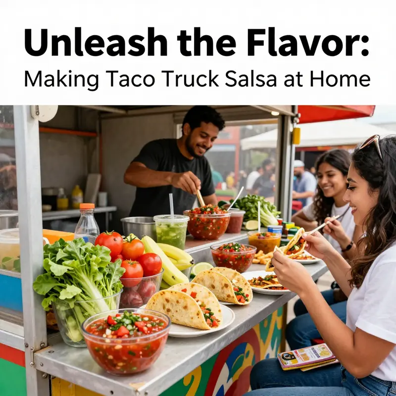 A taco truck bustling with customers and fresh ingredients, embodying the street food experience.
