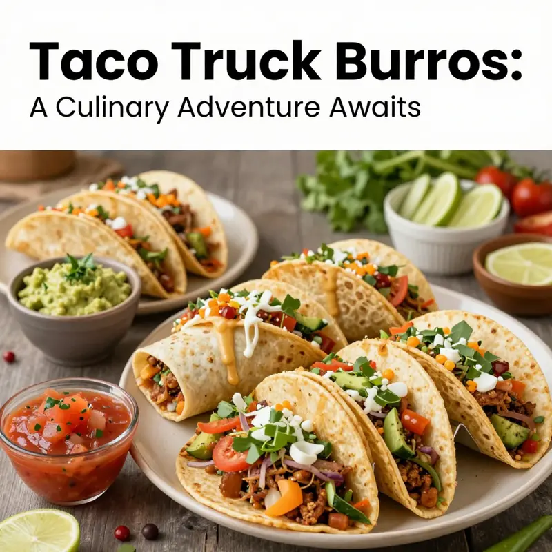 A vibrant display of assorted taco truck burritos with various toppings and sides.
