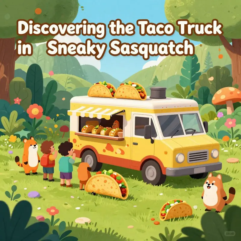 The lively Taco Truck nestled in the enchanting world of Sneaky Sasquatch.