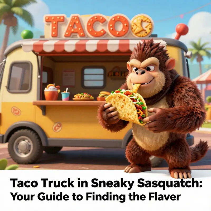 The Taco Truck located in the Campground area, showcasing its inviting presence amidst lush greenery.