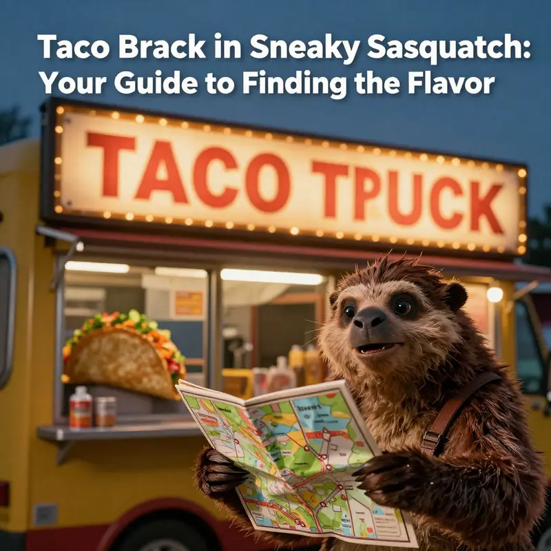 The Taco Truck located in the Campground area, showcasing its inviting presence amidst lush greenery.