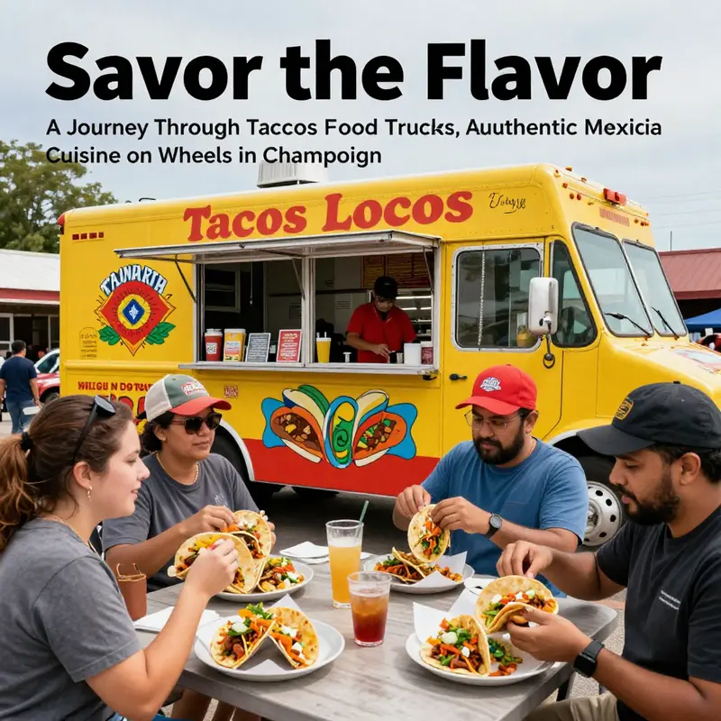 A colorful and lively Tacos Locos Food Truck scene capturing the essence of Mexican street food.