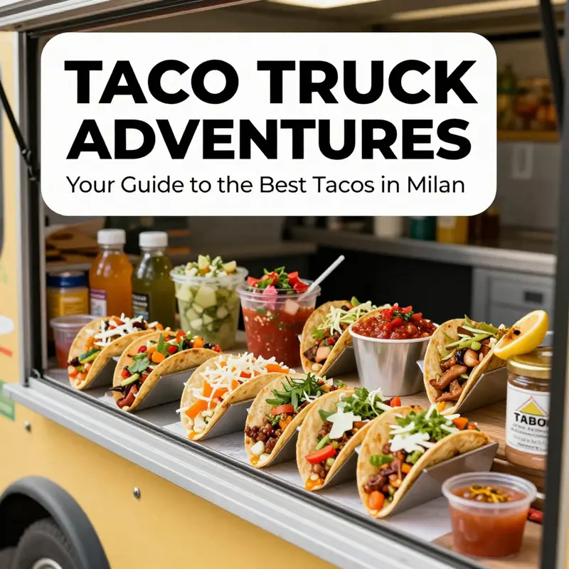 The Taco Truck parked in a lively Milan street, ready to serve delicious tacos.
