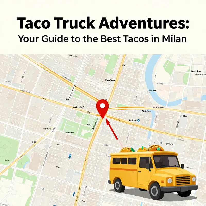 The Taco Truck parked in a lively Milan street, ready to serve delicious tacos.