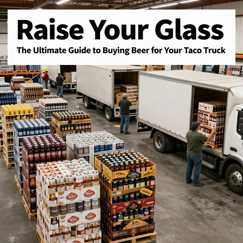 A busy wholesale beverage distributor showcasing a variety of beers perfect for taco trucks.