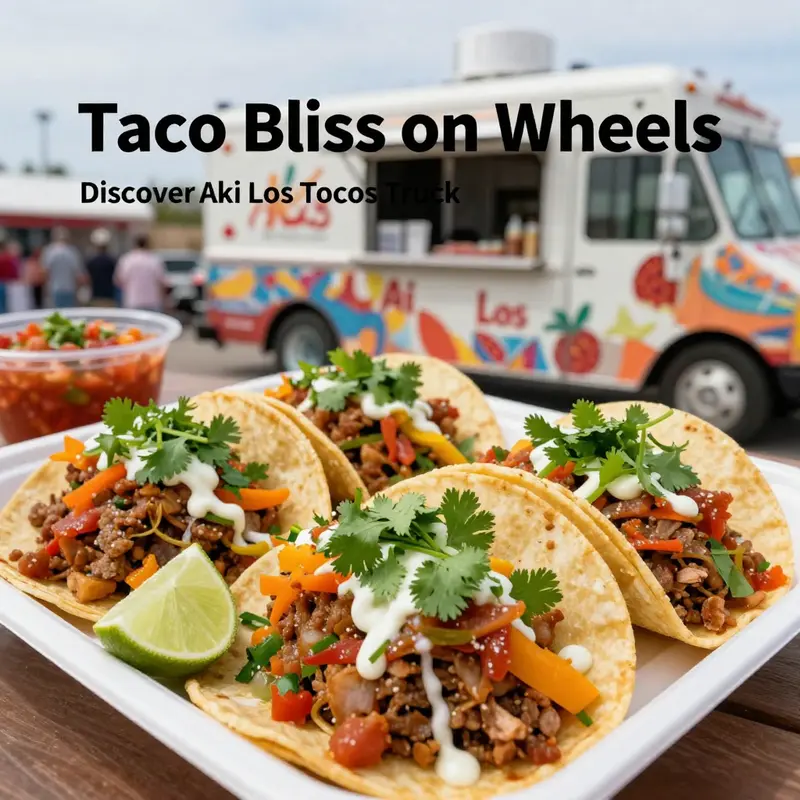 A tantalizing selection of tacos showcasing Aki Los Tacos Truck’s authentic offerings.
