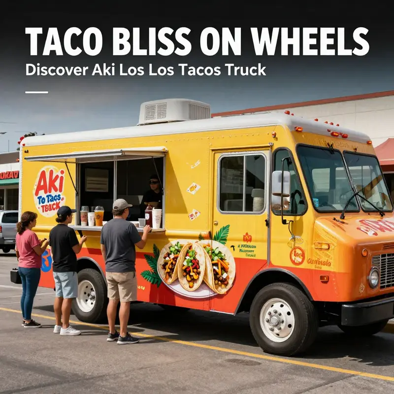 Aki Los Tacos Truck parked in Whittier, inviting customers to enjoy delicious Mexican street tacos.