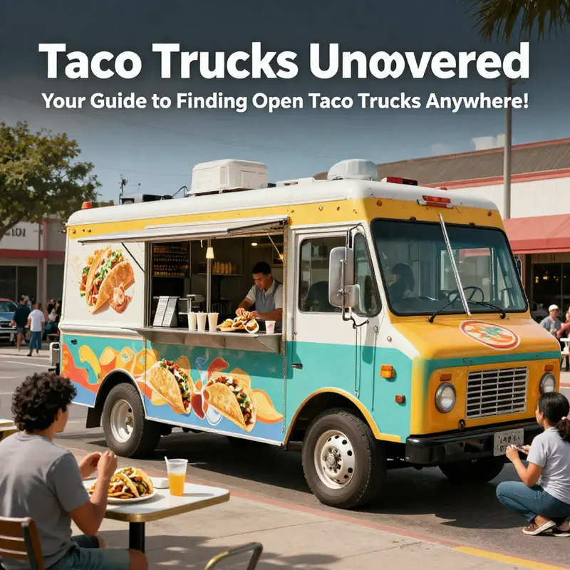 An outdoor scene of a taco truck with customers happily enjoying tacos, capturing the essence of food truck culture.