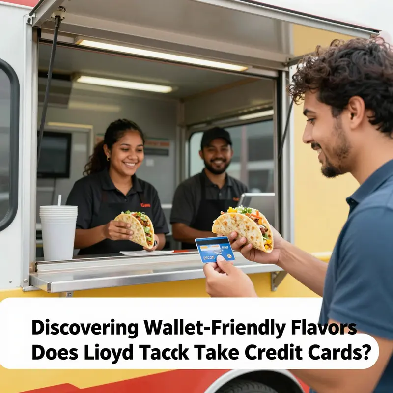 Lloyd Taco Truck showcases diverse payment options in a lively outdoor setting, perfect for taco enthusiasts!