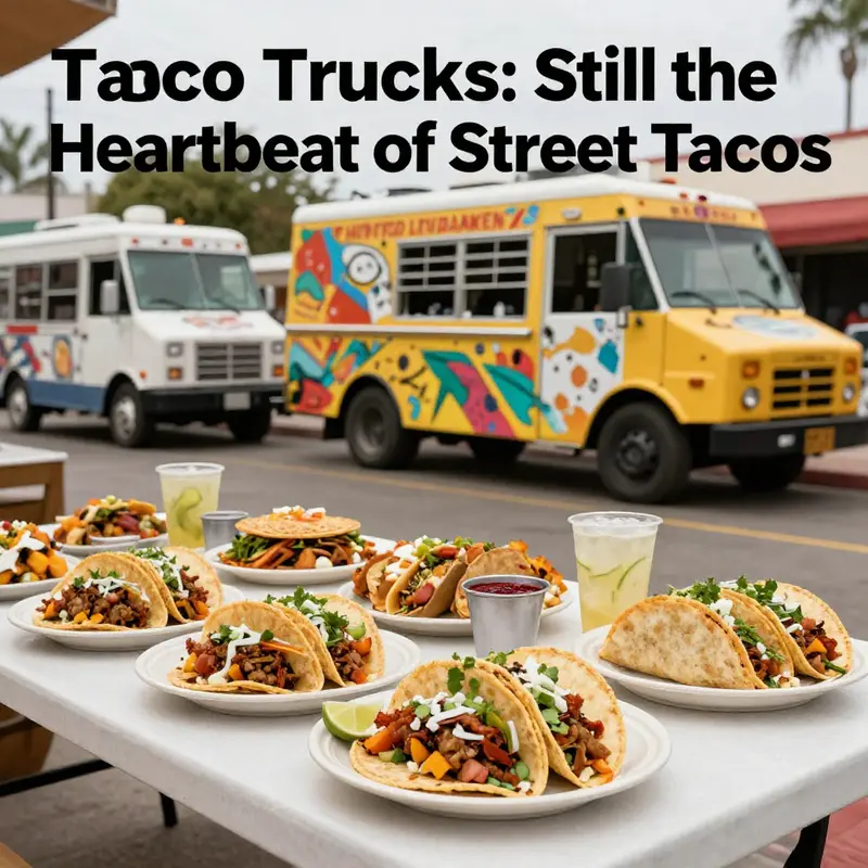 A colorful table filled with various types of tacos from different flavors and backgrounds.
