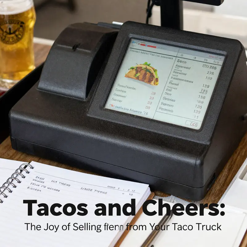 A taco truck operating with beer sales in a bustling city environment, highlighting legal compliance.